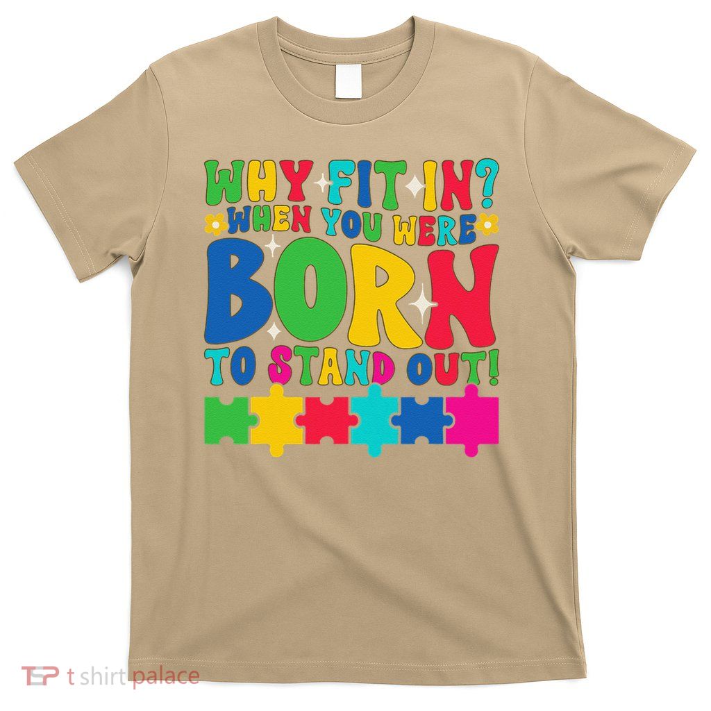 Why Fit In Doctor Teacher Cool Autism Awareness Gift T-Shirt