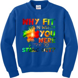 Why Fit In When You Were Born To Stand Out Autism Awareness Cute Gift Kids Sweatshirt