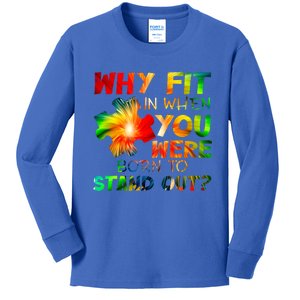 Why Fit In When You Were Born To Stand Out Autism Awareness Cute Gift Kids Long Sleeve Shirt