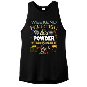 Weekend Forecast Is Powder And Apres Skiing Ski Skitouring Cool Gift Ladies PosiCharge Tri-Blend Wicking Tank