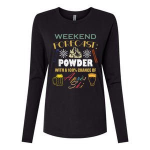 Weekend Forecast Is Powder And Apres Skiing Ski Skitouring Cool Gift Womens Cotton Relaxed Long Sleeve T-Shirt