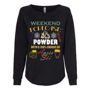 Weekend Forecast Is Powder And Apres Skiing Ski Skitouring Cool Gift Womens California Wash Sweatshirt