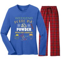 Weekend Forecast Is Powder And Apres Skiing Ski Skitouring Cool Gift Women's Long Sleeve Flannel Pajama Set 