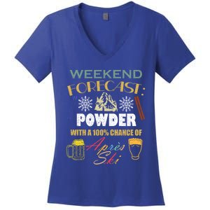 Weekend Forecast Is Powder And Apres Skiing Ski Skitouring Cool Gift Women's V-Neck T-Shirt