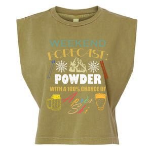 Weekend Forecast Is Powder And Apres Skiing Ski Skitouring Cool Gift Garment-Dyed Women's Muscle Tee