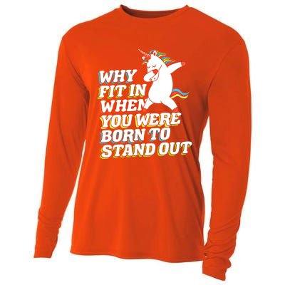 Why Fit In When You Were Born To Stand Out Autism Unicorn Meaningful Gift Cooling Performance Long Sleeve Crew