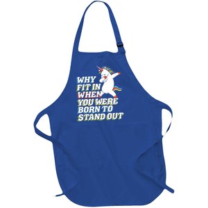 Why Fit In When You Were Born To Stand Out Autism Unicorn Meaningful Gift Full-Length Apron With Pockets