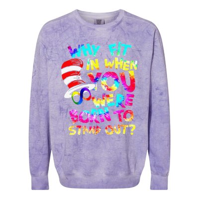 Why Fit In When You Were Born To Stand Out Autism Awareness Colorblast Crewneck Sweatshirt