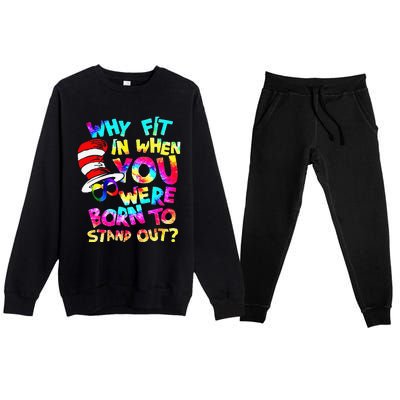 Why Fit In When You Were Born To Stand Out Autism Awareness Premium Crewneck Sweatsuit Set