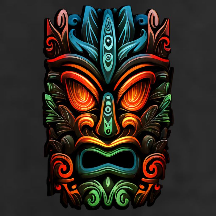 Welcome Fun In The Sun With Our Tropical Tiki Mask Cute Gift 7 Panel Mesh Trucker Snapback Hat