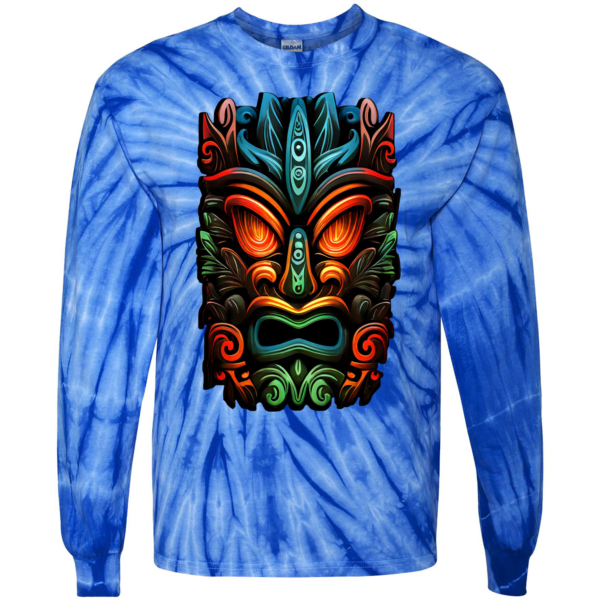 Welcome Fun In The Sun With Our Tropical Tiki Mask Cute Gift Tie-Dye Long Sleeve Shirt
