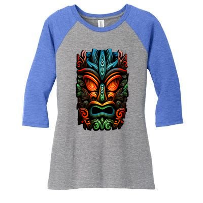 Welcome Fun In The Sun With Our Tropical Tiki Mask Cute Gift Women's Tri-Blend 3/4-Sleeve Raglan Shirt