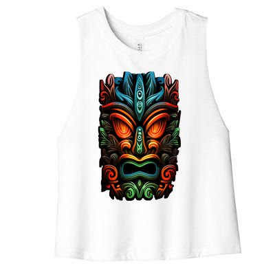 Welcome Fun In The Sun With Our Tropical Tiki Mask Cute Gift Women's Racerback Cropped Tank