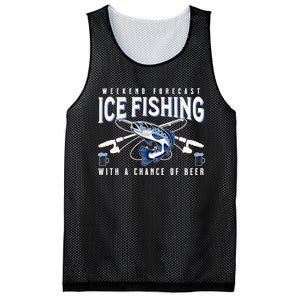 Weekend Forecast Ice Fishing and Chance Of Beer Funny Saying Mesh Reversible Basketball Jersey Tank