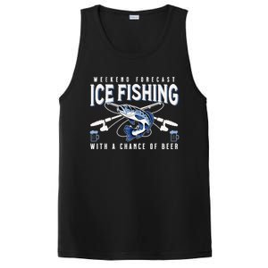 Weekend Forecast Ice Fishing and Chance Of Beer Funny Saying PosiCharge Competitor Tank