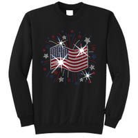 Wavy Flag Inside A Firework 4th Of July Bling Flag Usa Funny Sweatshirt