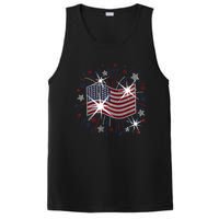 Wavy Flag Inside A Firework 4th Of July Bling Flag Usa Funny PosiCharge Competitor Tank