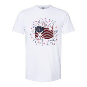 Wavy Flag Inside A Firework 4th Of July Bling Flag Usa Funny Softstyle CVC T-Shirt