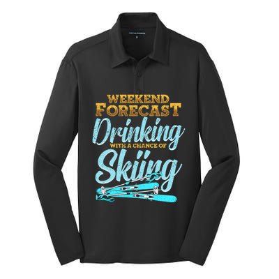 Weekend Forecast Ing With A Chance Of Skiing Gift Silk Touch Performance Long Sleeve Polo