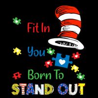 Why Fit In When You Were Born To Stand Out Autism Awareness Cat In Hat Puzzle Tall Hoodie