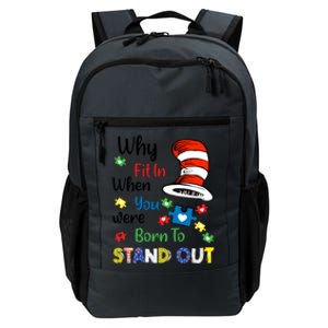 Why Fit In When You Were Born To Stand Out Autism Awareness Cat In Hat Puzzle Daily Commute Backpack