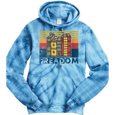 Womens Freadom I Read Banned Books Vintage Funny Bookworm Reader Tie Dye Hoodie