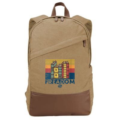 Womens Freadom I Read Banned Books Vintage Funny Bookworm Reader Cotton Canvas Backpack