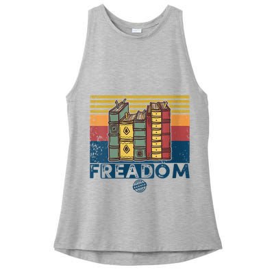 Womens Freadom I Read Banned Books Vintage Funny Bookworm Reader Ladies PosiCharge Tri-Blend Wicking Tank