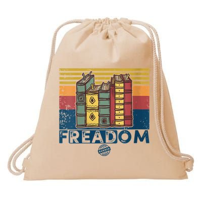 Womens Freadom I Read Banned Books Vintage Funny Bookworm Reader Drawstring Bag