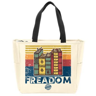 Womens Freadom I Read Banned Books Vintage Funny Bookworm Reader Zip Tote Bag