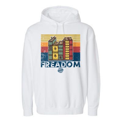 Womens Freadom I Read Banned Books Vintage Funny Bookworm Reader Garment-Dyed Fleece Hoodie