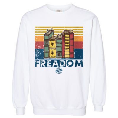 Womens Freadom I Read Banned Books Vintage Funny Bookworm Reader Garment-Dyed Sweatshirt