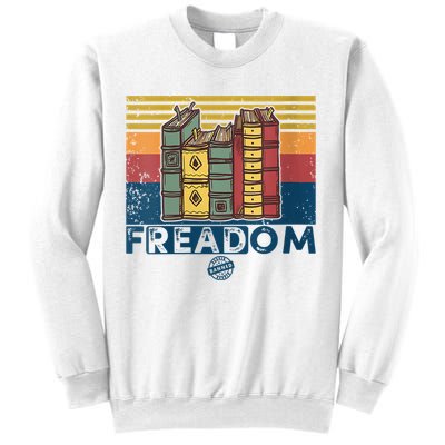 Womens Freadom I Read Banned Books Vintage Funny Bookworm Reader Sweatshirt