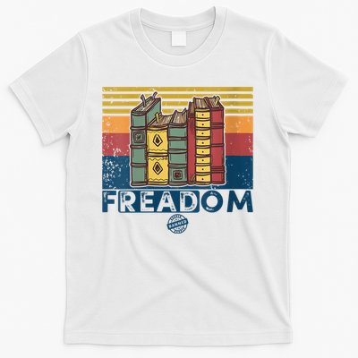 Womens Freadom I Read Banned Books Vintage Funny Bookworm Reader T-Shirt