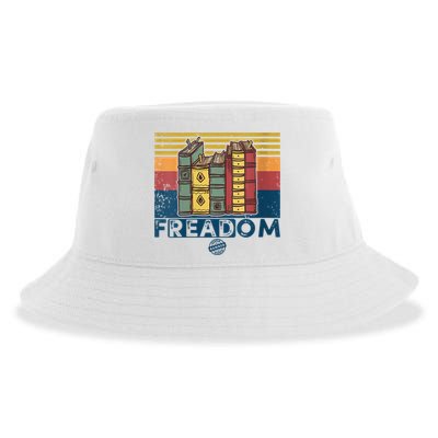 Womens Freadom I Read Banned Books Vintage Funny Bookworm Reader Sustainable Bucket Hat