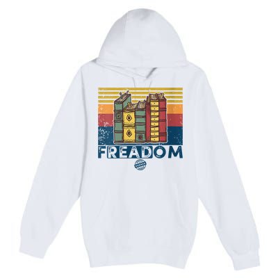 Womens Freadom I Read Banned Books Vintage Funny Bookworm Reader Premium Pullover Hoodie