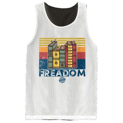 Womens Freadom I Read Banned Books Vintage Funny Bookworm Reader Mesh Reversible Basketball Jersey Tank