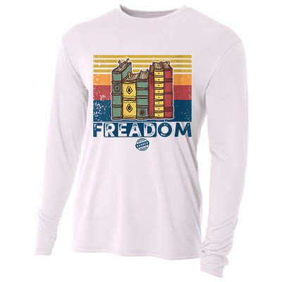 Womens Freadom I Read Banned Books Vintage Funny Bookworm Reader Cooling Performance Long Sleeve Crew