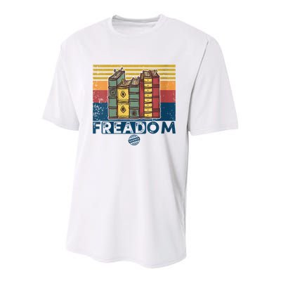 Womens Freadom I Read Banned Books Vintage Funny Bookworm Reader Youth Performance Sprint T-Shirt