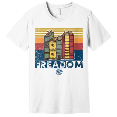 Womens Freadom I Read Banned Books Vintage Funny Bookworm Reader Premium T-Shirt