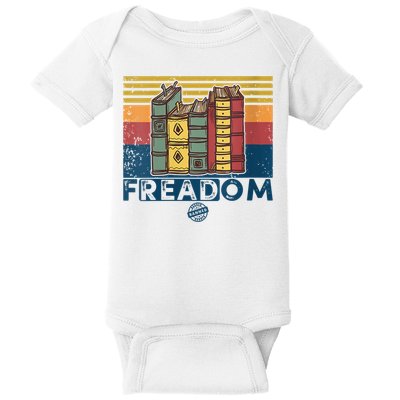 Womens Freadom I Read Banned Books Vintage Funny Bookworm Reader Baby Bodysuit