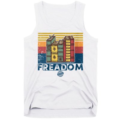 Womens Freadom I Read Banned Books Vintage Funny Bookworm Reader Tank Top