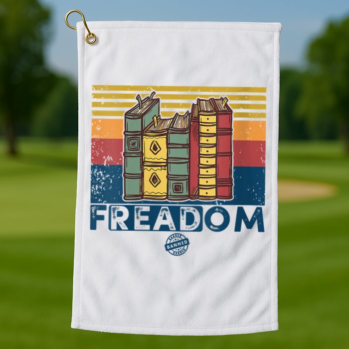 Womens Freadom I Read Banned Books Vintage Funny Bookworm Reader Golf Towel