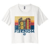 Womens Freadom I Read Banned Books Vintage Funny Bookworm Reader Crop Top