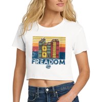 Womens Freadom I Read Banned Books Vintage Funny Bookworm Reader Crop Top