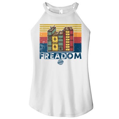Womens Freadom I Read Banned Books Vintage Funny Bookworm Reader Women's Perfect Tri Rocker Tank