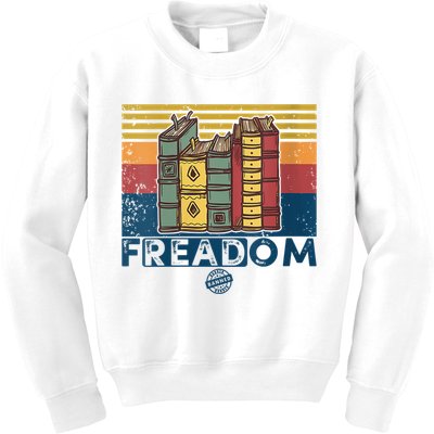 Womens Freadom I Read Banned Books Vintage Funny Bookworm Reader Kids Sweatshirt