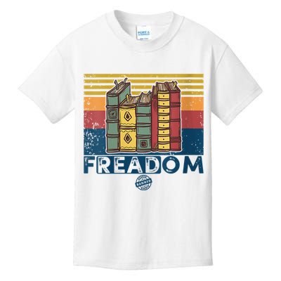 Womens Freadom I Read Banned Books Vintage Funny Bookworm Reader Kids T-Shirt