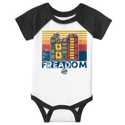 Womens Freadom I Read Banned Books Vintage Funny Bookworm Reader Infant Baby Jersey Bodysuit