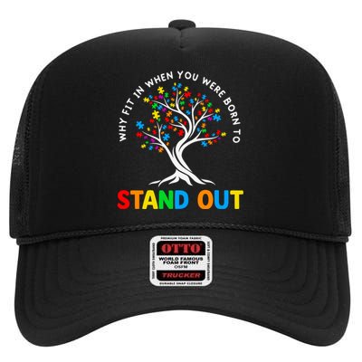 Why Fit In Autism Awareness High Crown Mesh Back Trucker Hat